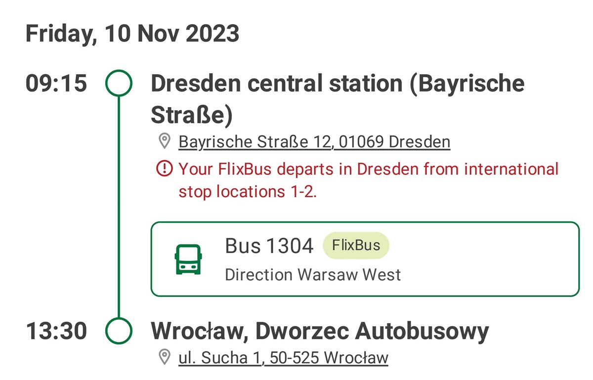 ドレスデンからヴロツワフまでのバススケジュール