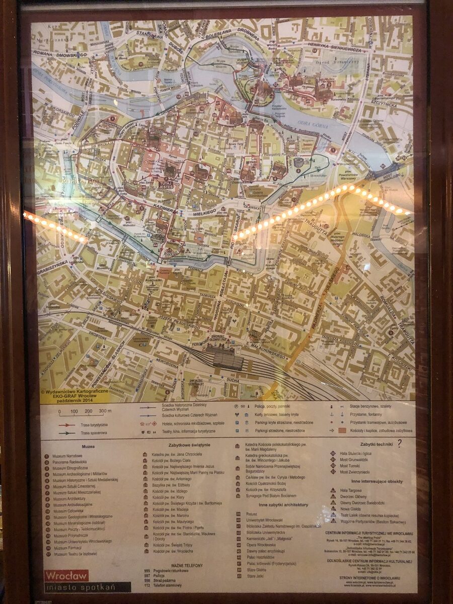 ヴロツワフ中心街の地図